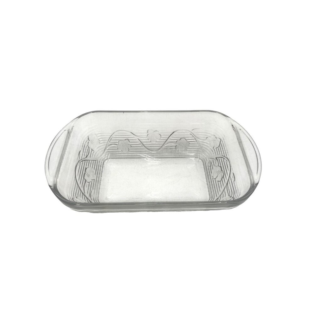 Clear Etched Glass Bread Tray With Floral Design 11x6 Inches Decorative & Functi - Picture 1 of 6
